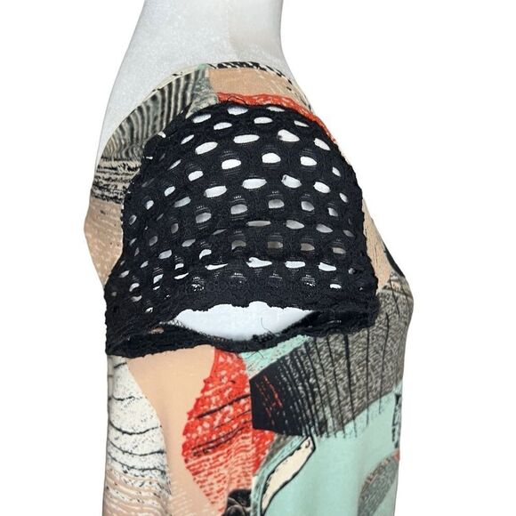 Anthropologie Weston Shirt with Black Lace Cap Sleeves. Sz Small Great Condition - Picture 4 of 12